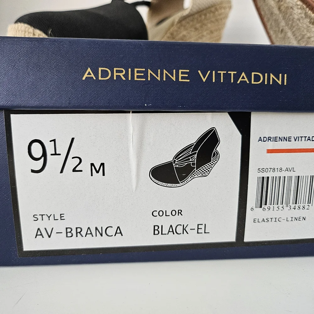 Adrienne Vittadini Black and Beige Espadrille Sandals size 9.5 - Picture 4 of 8